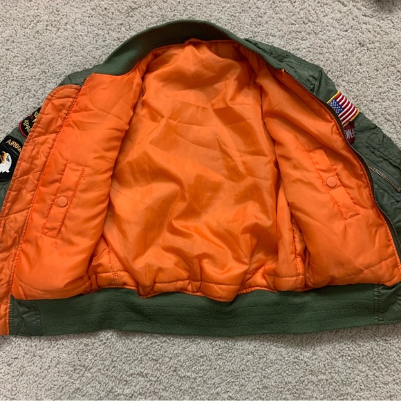 Boy's ALPHA INDUSTRIES Olive Green MA-1 Military AIR FORCE Flight JACKET S - Picture 5 of 9